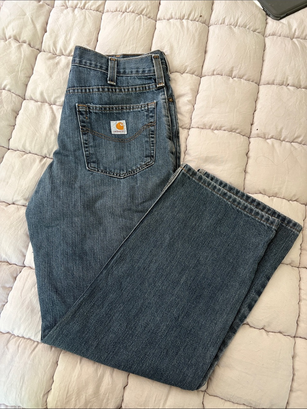 Carhartt Men's Dark Blue Relaxed Straight Jeans 32 x 30